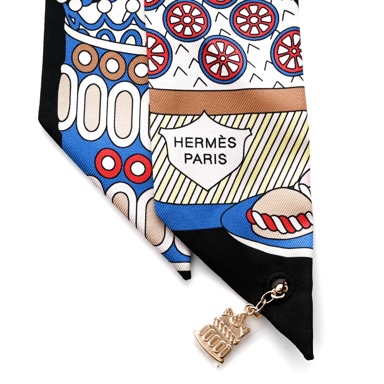 Hermes Silk La Patisserie Francaise Charms Twilly Charms Black White Bleu 4 of 4