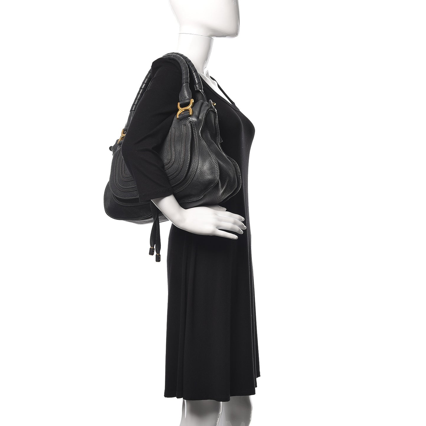 Calfskin Medium Marcie Satchel Black