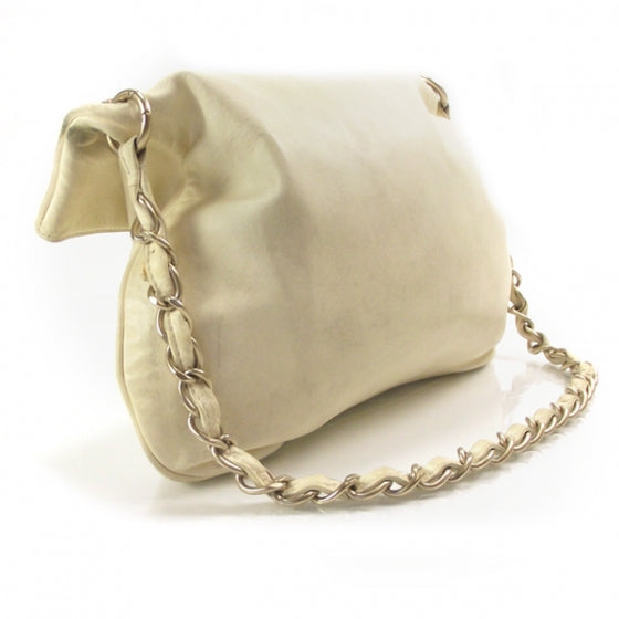 Lambskin Coco Ball Fold Over Bag Ivory