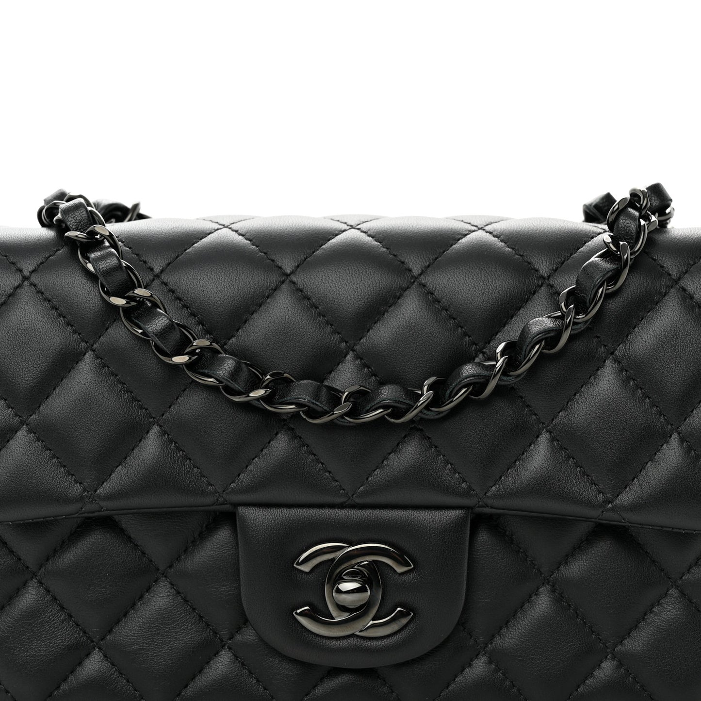 Lambskin Quilted Mini Rectangular Flap So Black