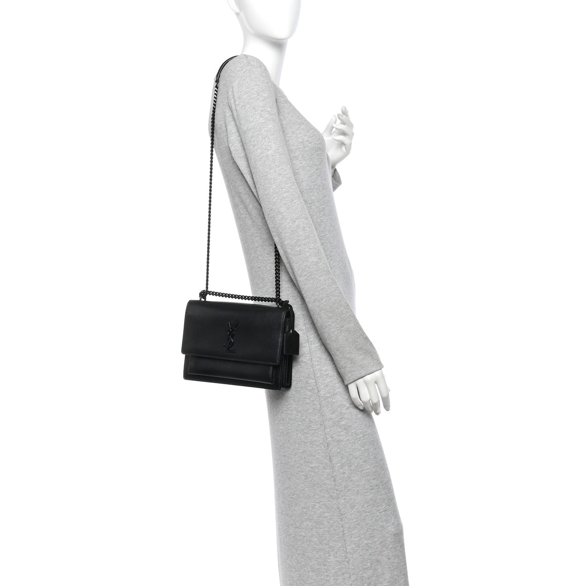 Saint Laurent Calfskin Medium Monogram Monochrome Sunset Black 2 of 13