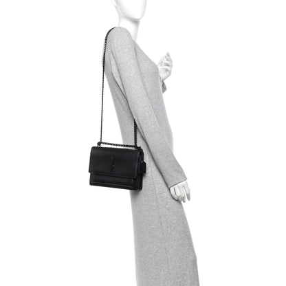 Saint Laurent Calfskin Medium Monogram Monochrome Sunset Black 2 of 13