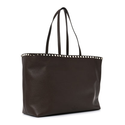 Valentino Garavani Grained Calfskin Rockstud Shoulder Tote Deep Taupe 3 of 18