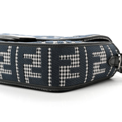 Fendi Wool Vitello King Houndstooth FF Embroidered Baguette Grigio Anthracite 7 of 7