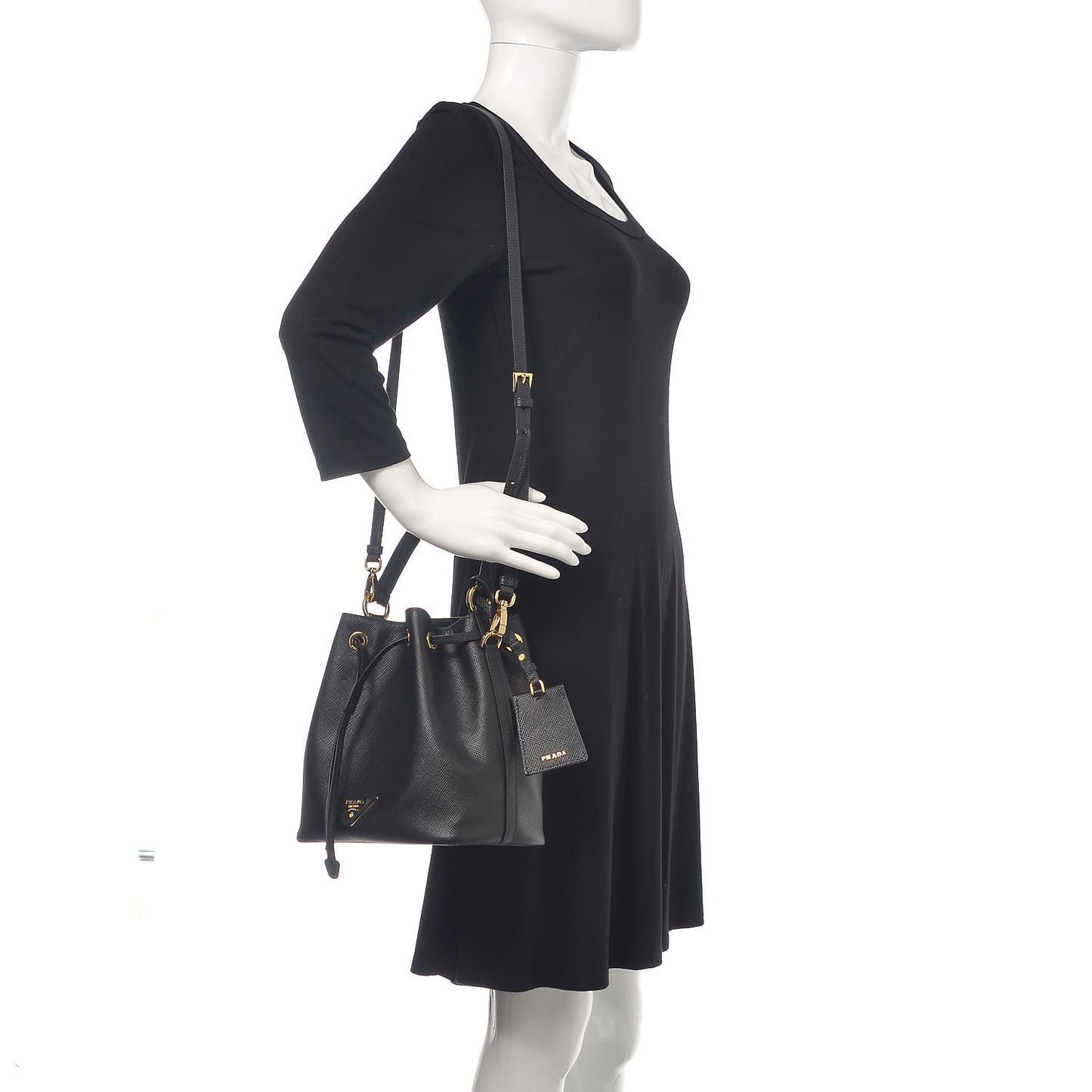 Saffiano Cuir Bucket Bag Black