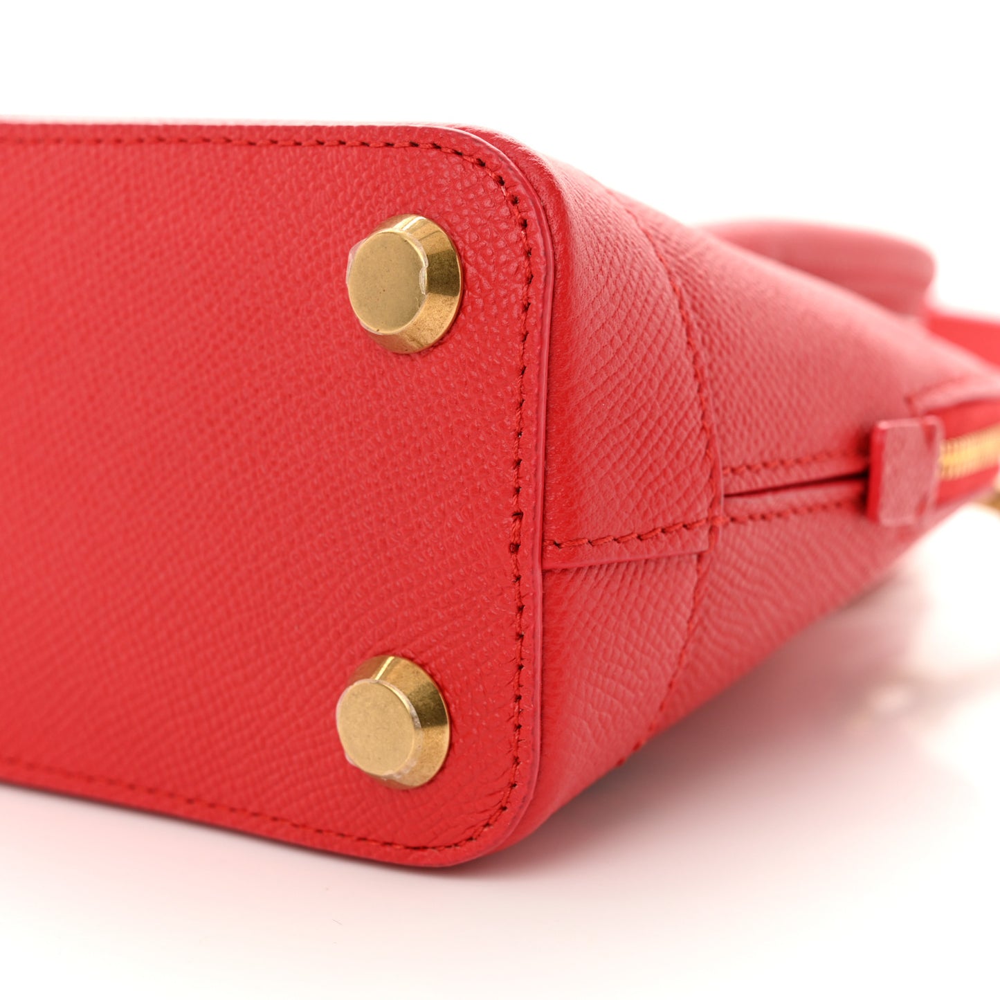 Signature Grained Calfskin Logo XXS Ville Top Handle Bag Rouge Coquelicot Black