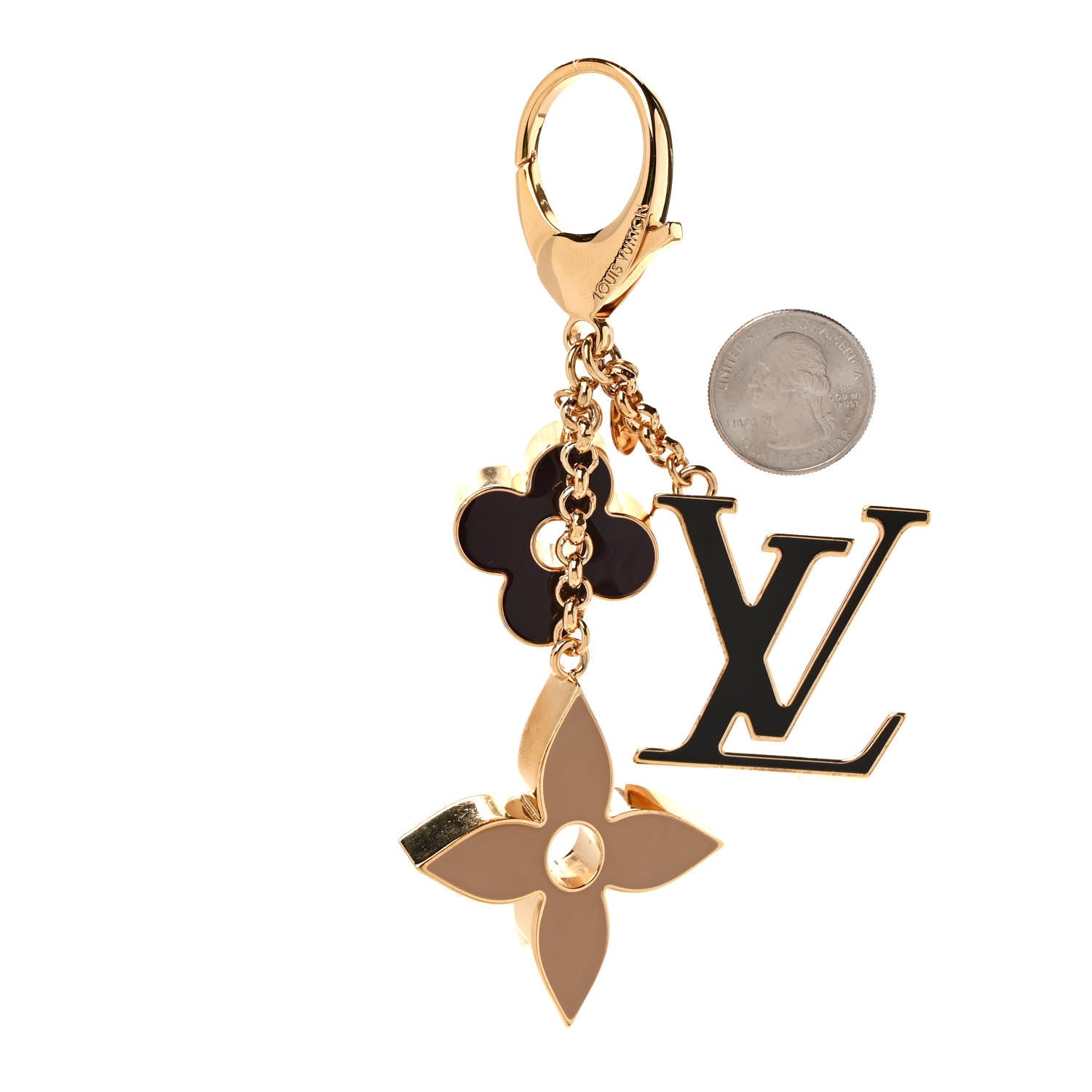 Louis Vuitton Metal Enamel Fleur De Monogram Bag Charm Dore 2 of 3