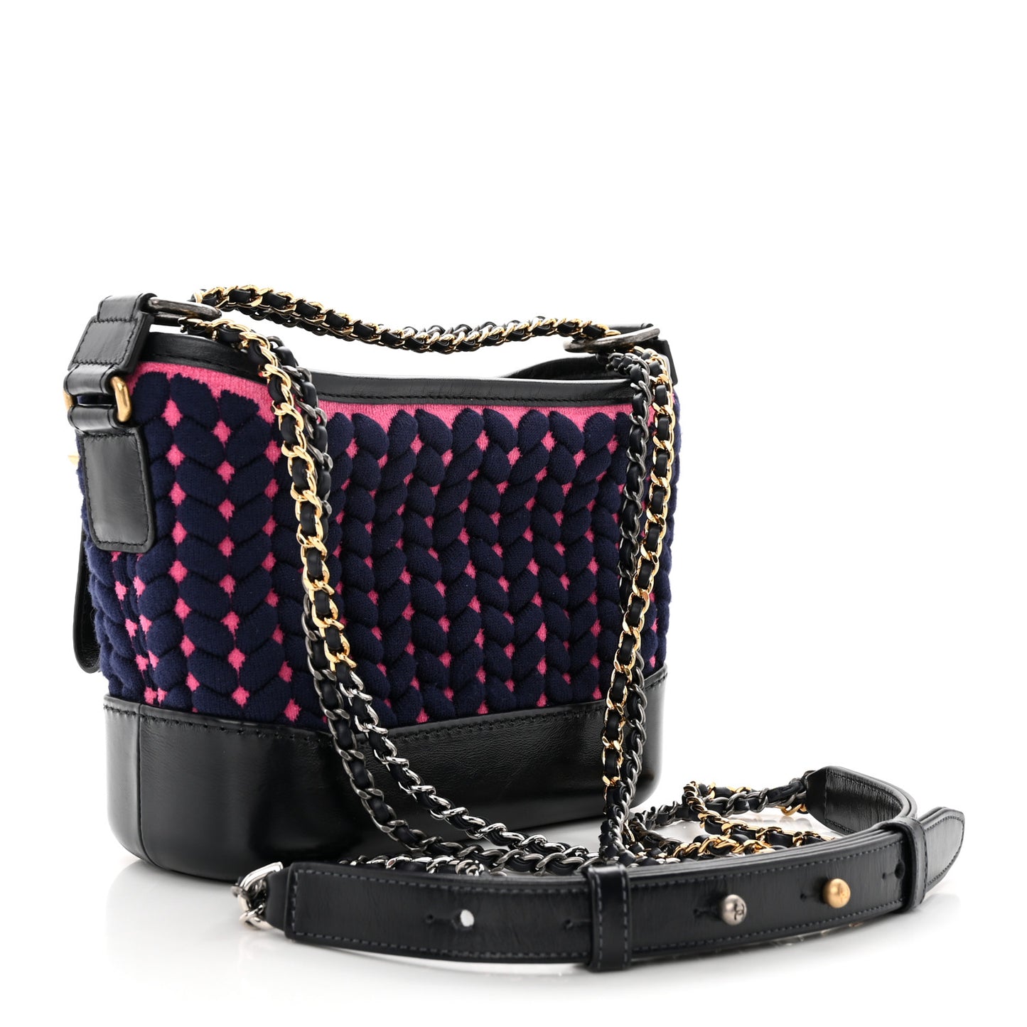 Wool Calfskin Small Gabrielle Hobo Dark Navy