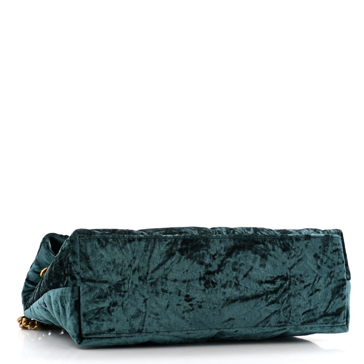 Saint Laurent Crushed Velvet Quilted Small Loulou Puffer Monogram Chain Satchel Emerald Vert 4 of 10