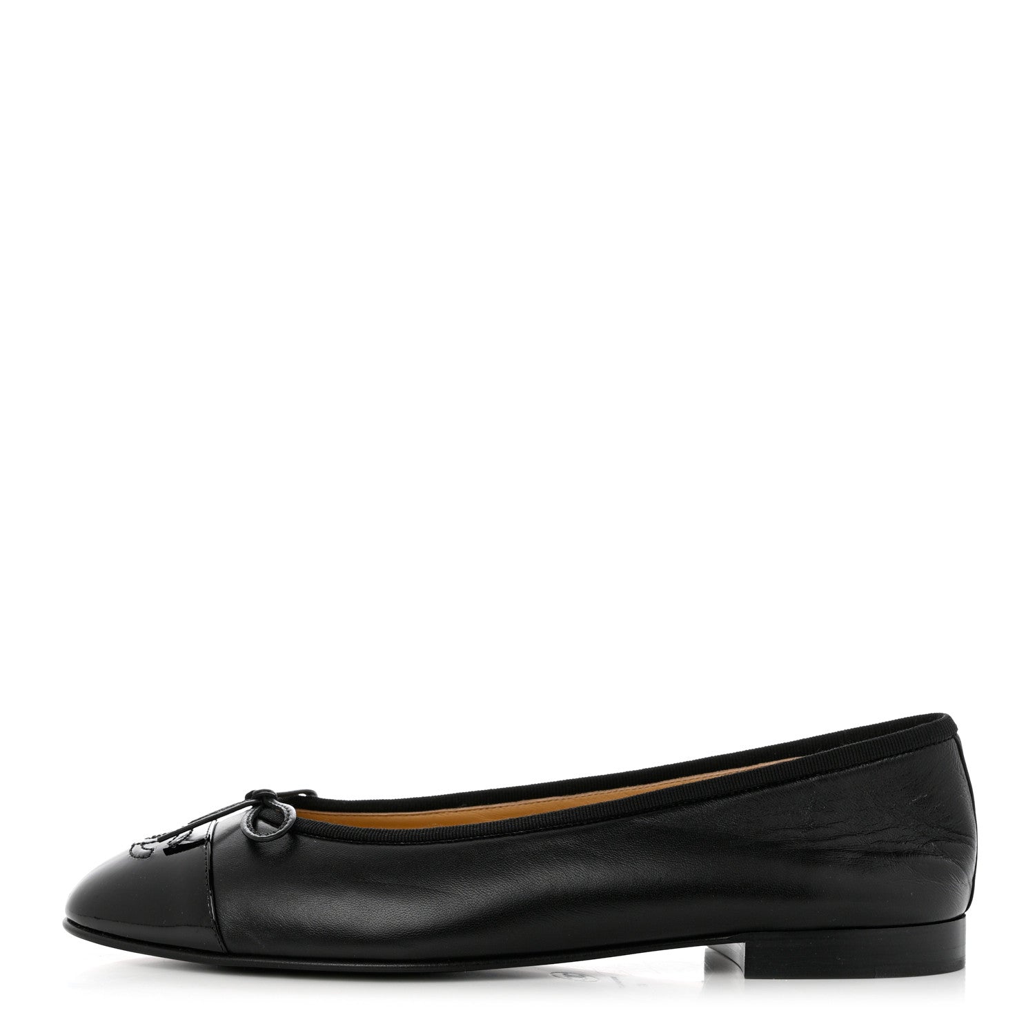 Chanel Lambskin Patent Cap Toe Ballerina Flats 41 Black 1 of 9