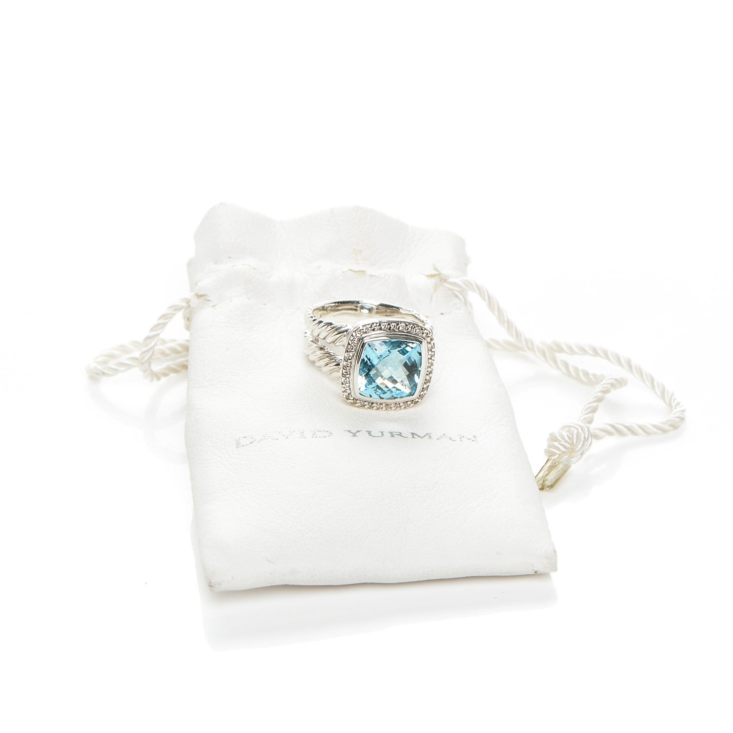 David Yurman Sterling Silver Diamond Blue Topaz 11mm Albion Ring 58 8.5 6 of 6