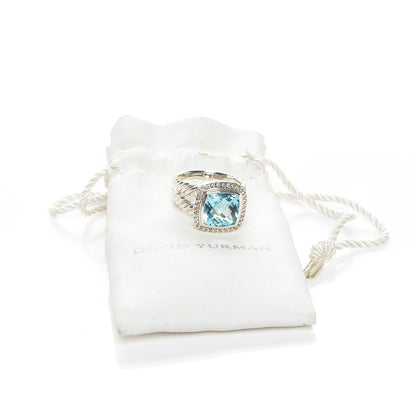 David Yurman Sterling Silver Diamond Blue Topaz 11mm Albion Ring 58 8.5 6 of 6