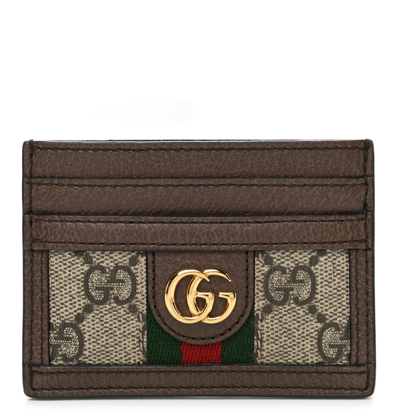 GG Supreme Monogram Ophidia Card Holder Brown