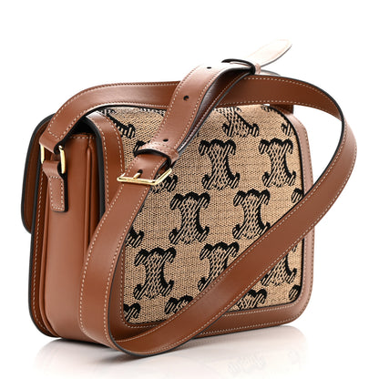 Celine Canvas Calfskin Triomphe Embroidered Medium Triomphe Bag Tan 3 of 13