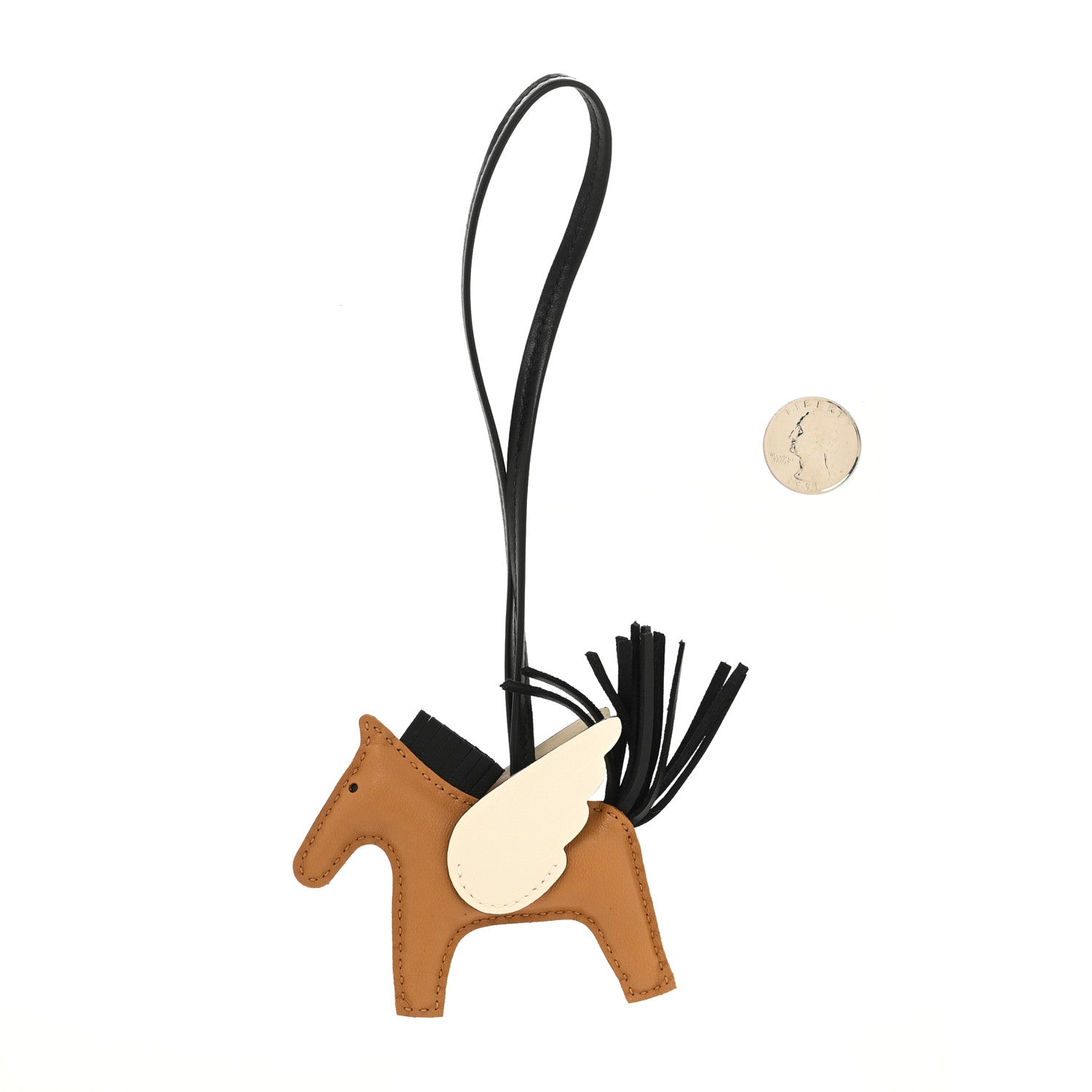 Hermes Milo Lambskin Grigri Rodeo Pegase Horse Bag Charm PM Sesame Black Nata 2 of 4
