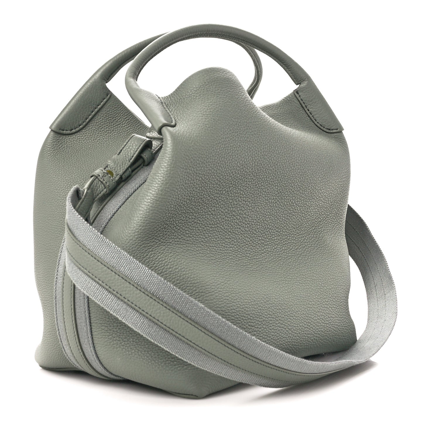Grained Calfskin Large Bale Bag Yerba Mate