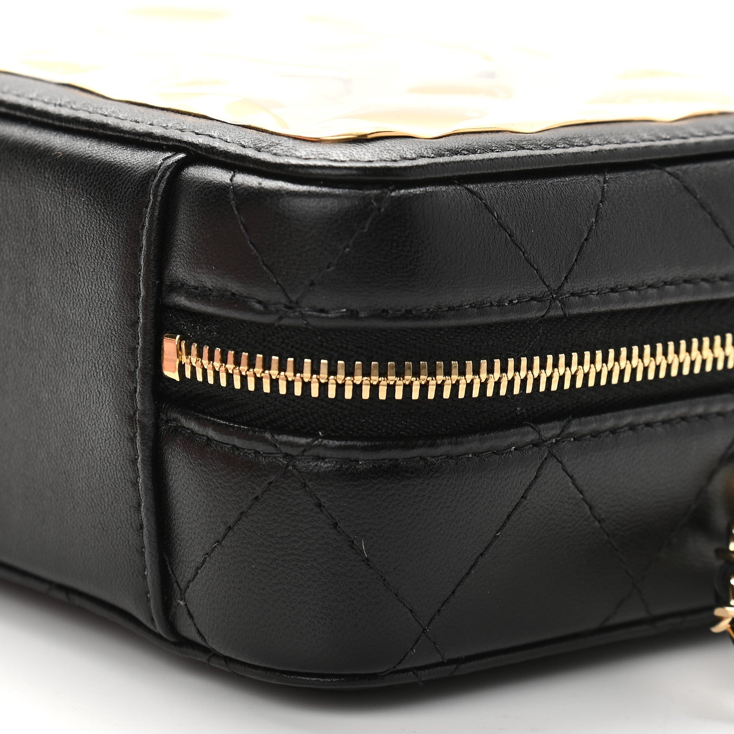 Chanel Lambskin Quilted Golden Plate Clutch With Chain Black 9 of 9