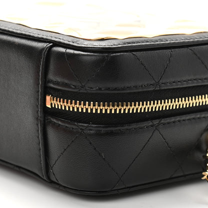 Chanel Lambskin Quilted Golden Plate Clutch With Chain Black 9 of 9