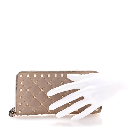 Valentino Garavani Nappa Rockstud Spike Zip Around Wallet Poudre 2 of 8