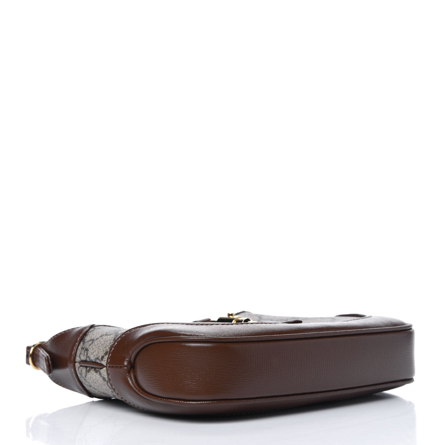 GG Supreme Monogram Azalea Calfskin Web Mini Jackie 1961 Hobo Beige Ebony Brown Sugar