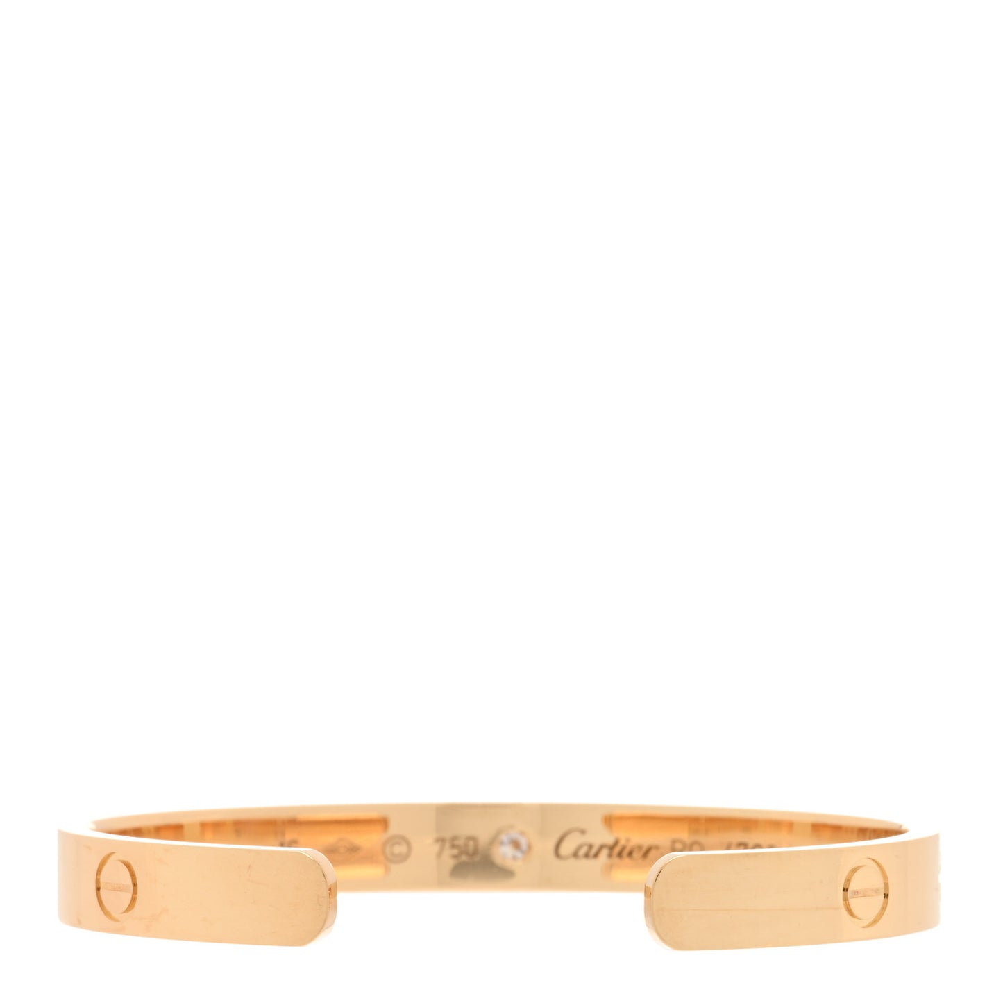 18K Yellow Gold 1 Diamond LOVE Cuff Bracelet 16