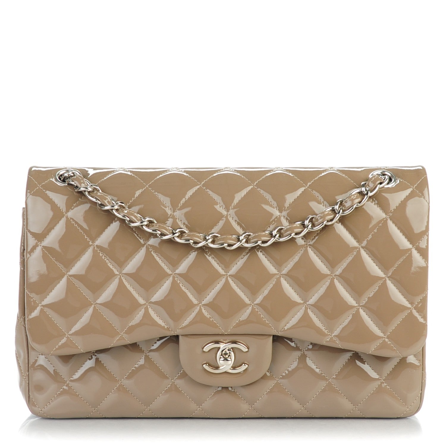 Chanel Patent Quilted Jumbo Double Flap Grey 1 of 7