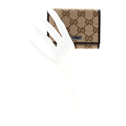 Gucci GG Monogram Card Case Flap Wallet Dark Brown 2 of 6