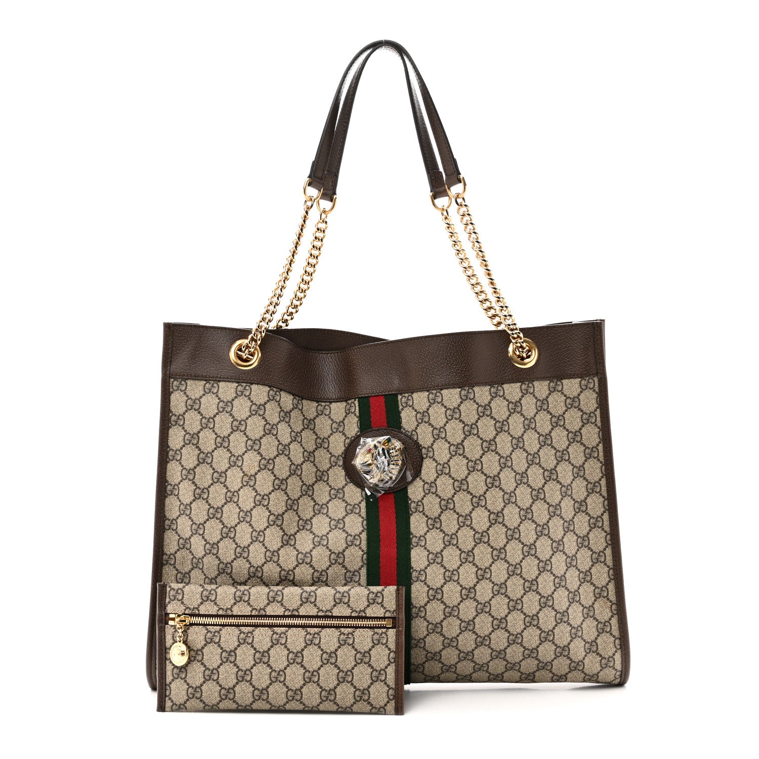 Gucci GG Supreme Monogram Large Rajah Chain Tote Beige New Acero
