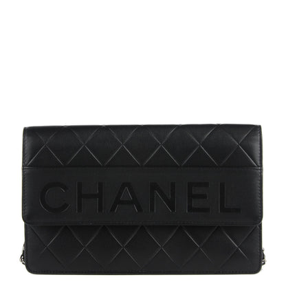 Chanel Lambskin Embossed LAX Wallet on Chain WOC Black 1 of 7