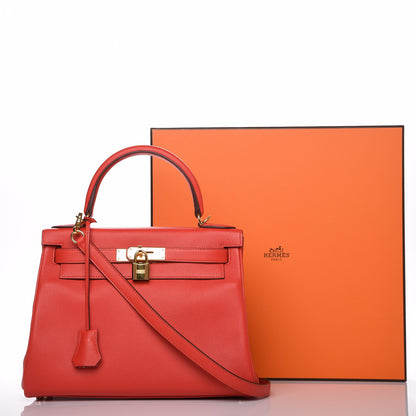 Hermes Evercolor Kelly Retourne 28 Rouge Tomate 28 of 28