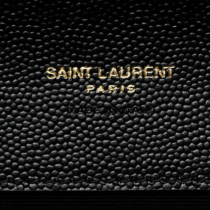 Saint Laurent Grain De Poudre Matelasse Chevron Monogram Envelope Clutch Black 6 of 8