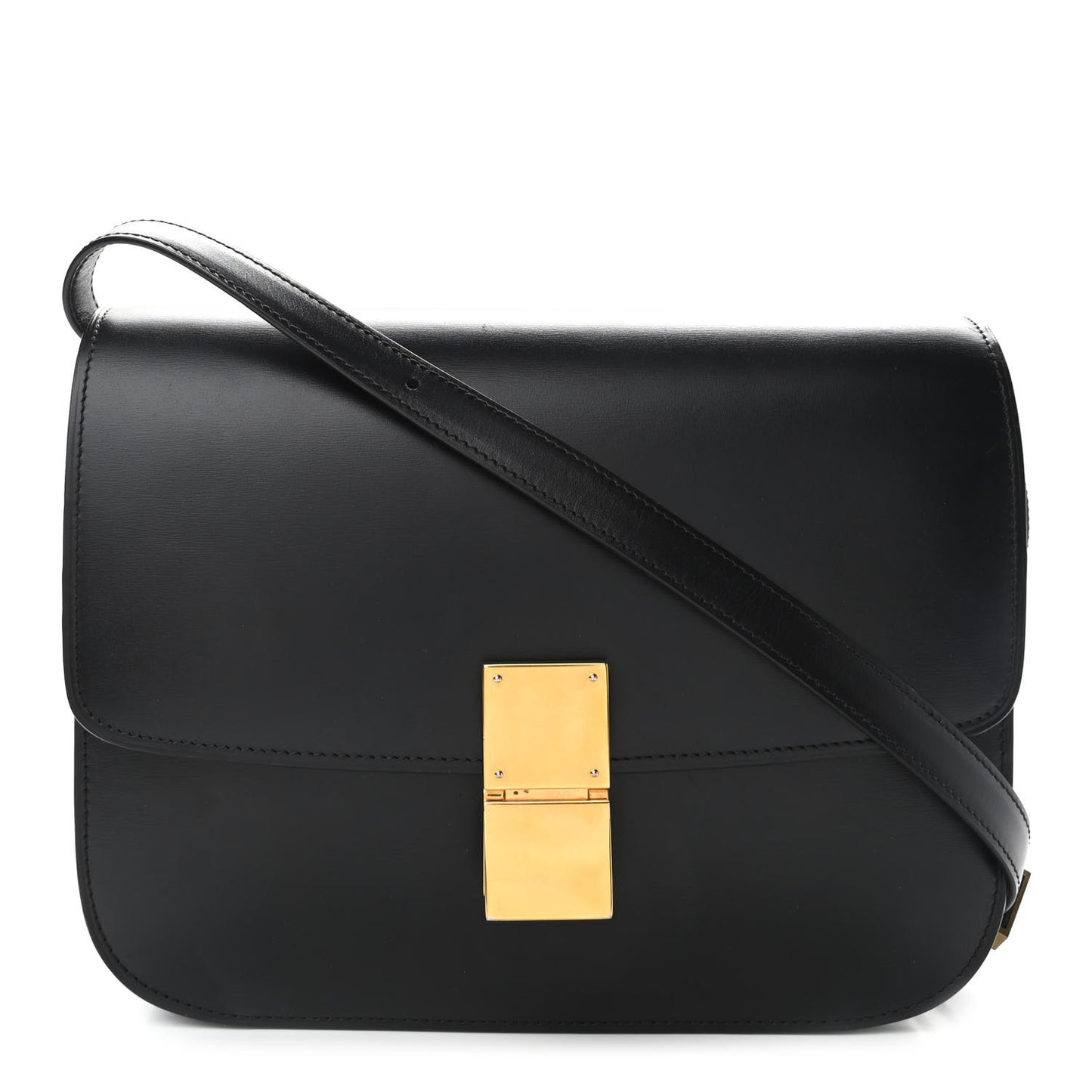 Box Calfskin Medium Classic Box Flap Bag Black