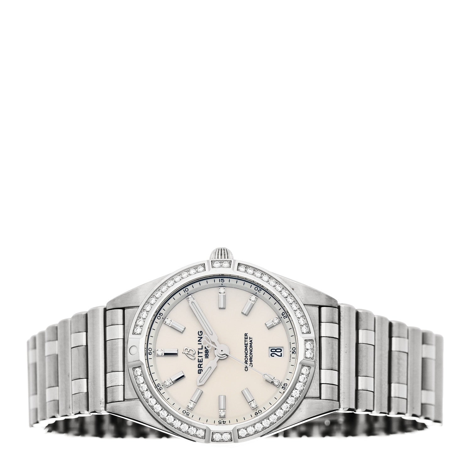 Breitling Stainless Steel Diamond Bezel 32mm Chronomat Quartz Watch Silver A77310591A1A1 2 of 5