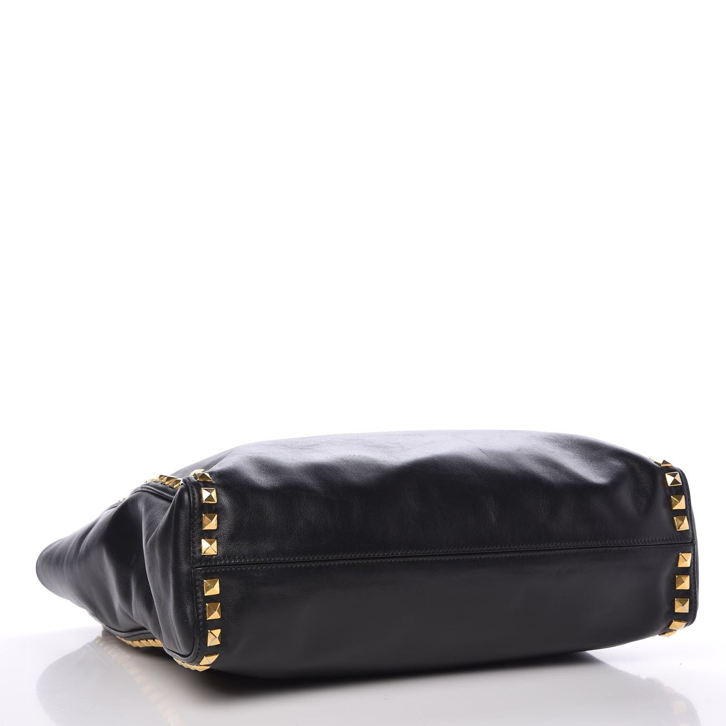 Soft Calf Studded Shopping Tote Black