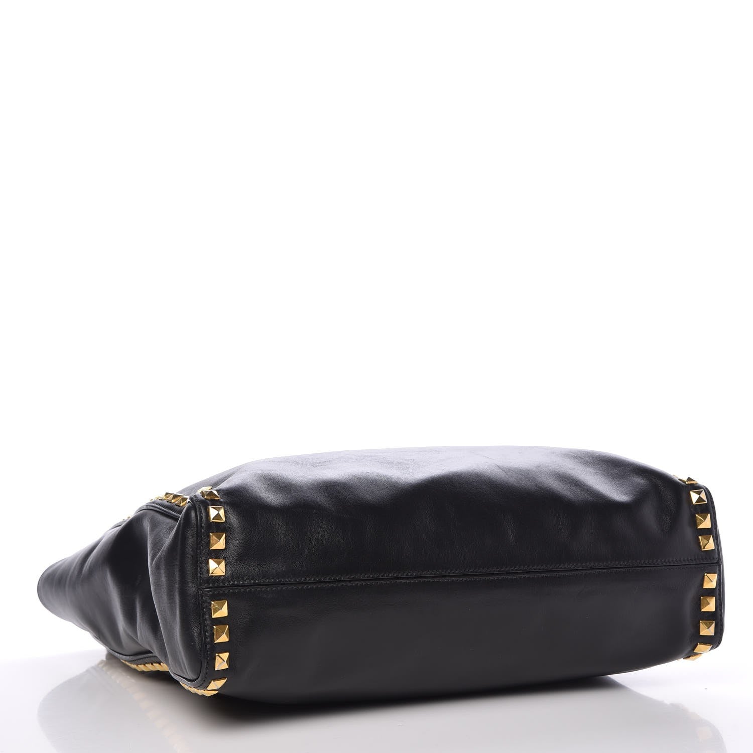 Miu Miu Soft Calf Studded Shopping Tote Black 4 of 8