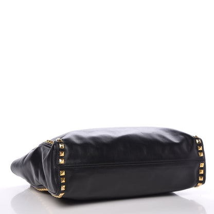 Miu Miu Soft Calf Studded Shopping Tote Black 4 of 8