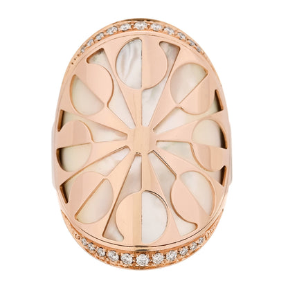 Bulgari 18K Rose Gold Diamond Mother of Pearl Intarsio Ring 58 8.5 1 of 8