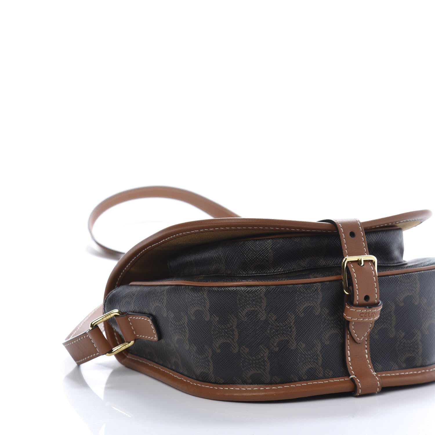 Celine Triomphe Canvas Medium Folco Bag Tan 6 of 9