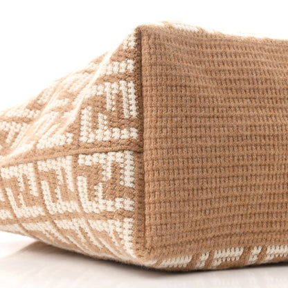 Fendi Cashmere FF Large Shopper Tote Cammello 9 of 10