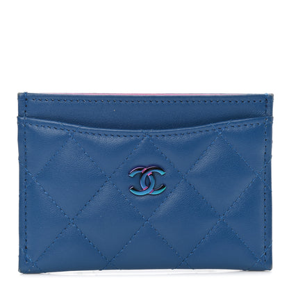 Chanel Lambskin Quilted Card Holder Blue Pink 1 of 8