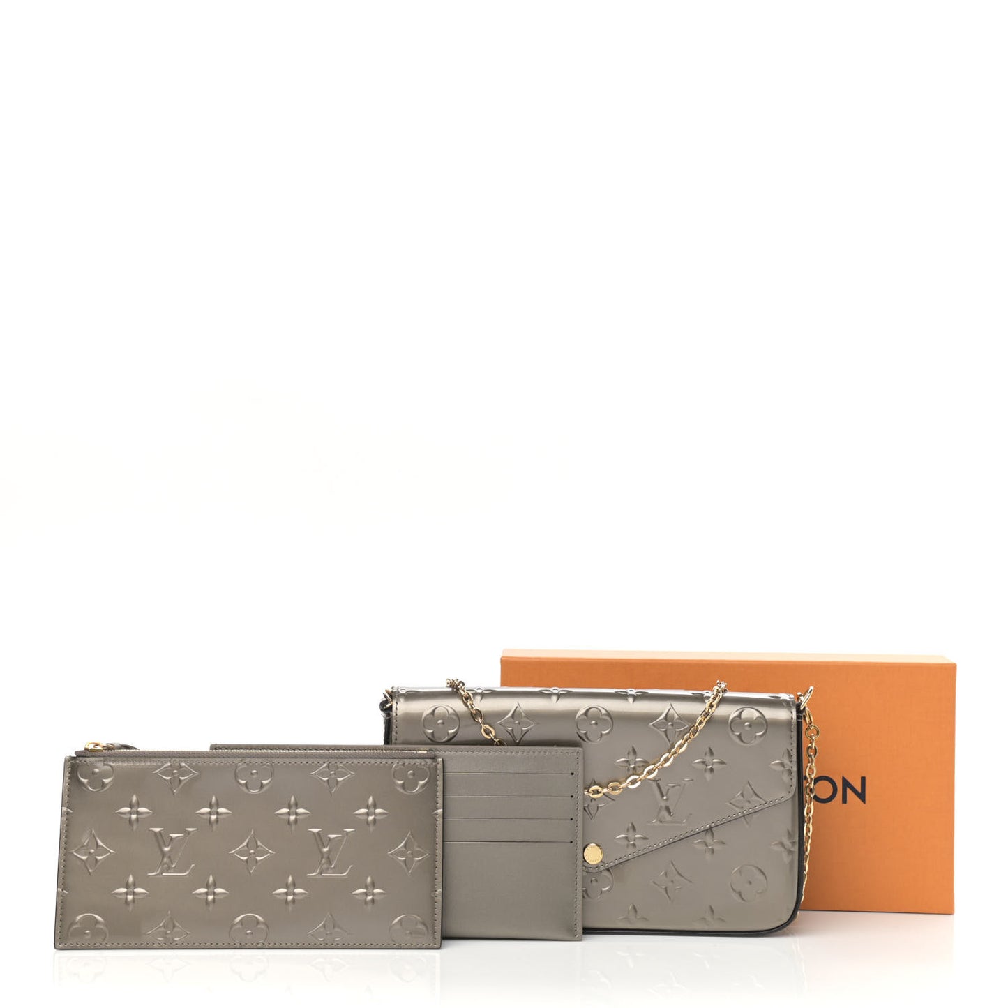 Vernis Felicie Pochette Chain Wallet Champagne Metallise