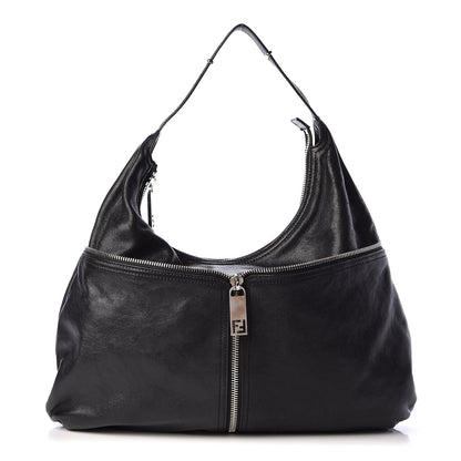 Fendi Sheepskin Zipper Hobo Black 1 of 10