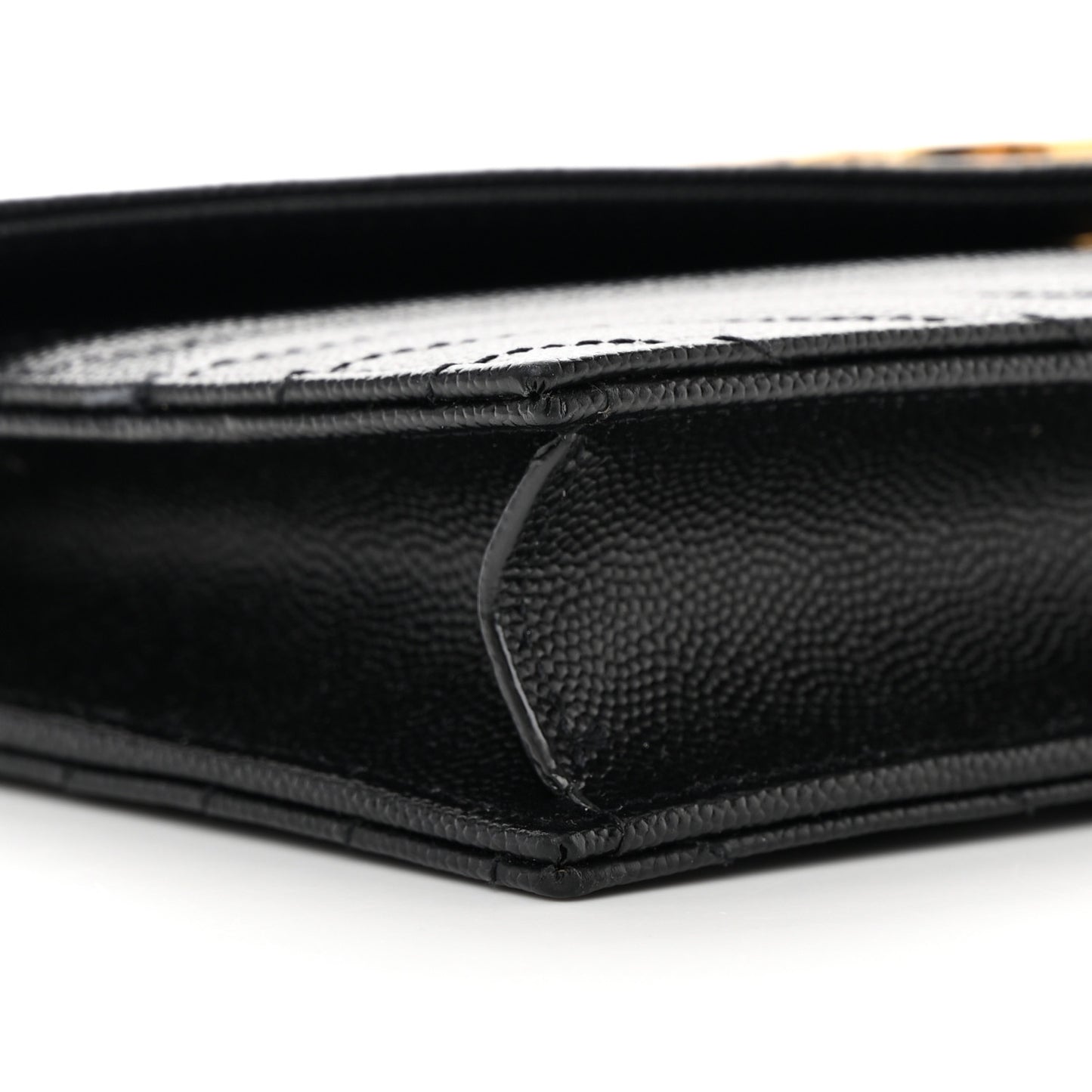 Grain De Poudre Matelasse Chevron Monogram Envelope Chain Wallet Black