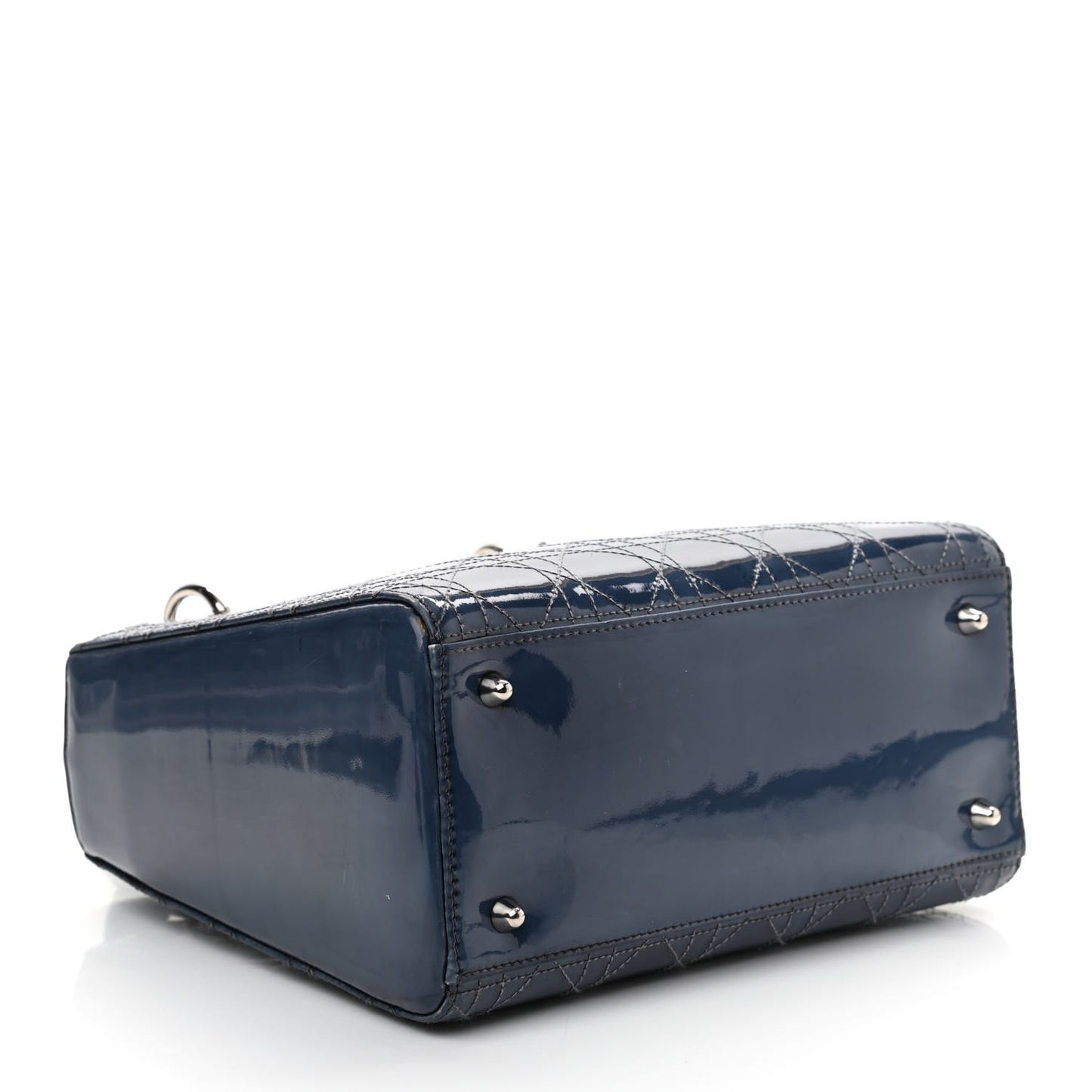Patent Cannage Medium Lady Dior Blue