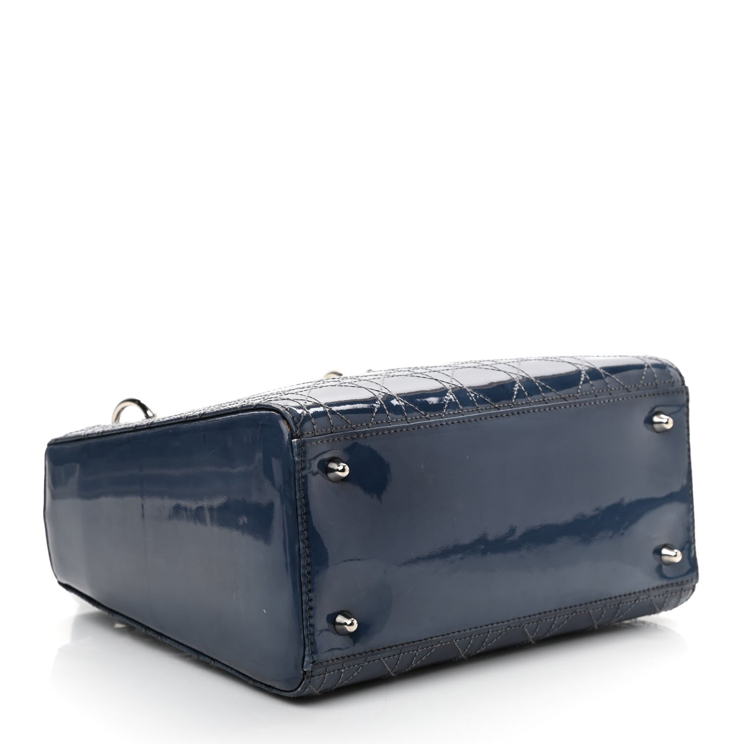 Christian Dior Patent Cannage Medium Lady Dior Blue 3 of 9
