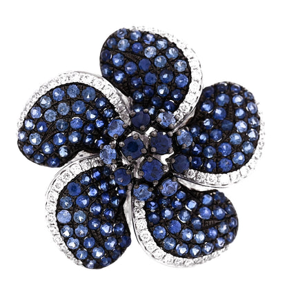 Parker & West by FASHIONPHILE 18K White Gold Diamond Blue Sapphire .40ctw Flower Pendant 1 of 4