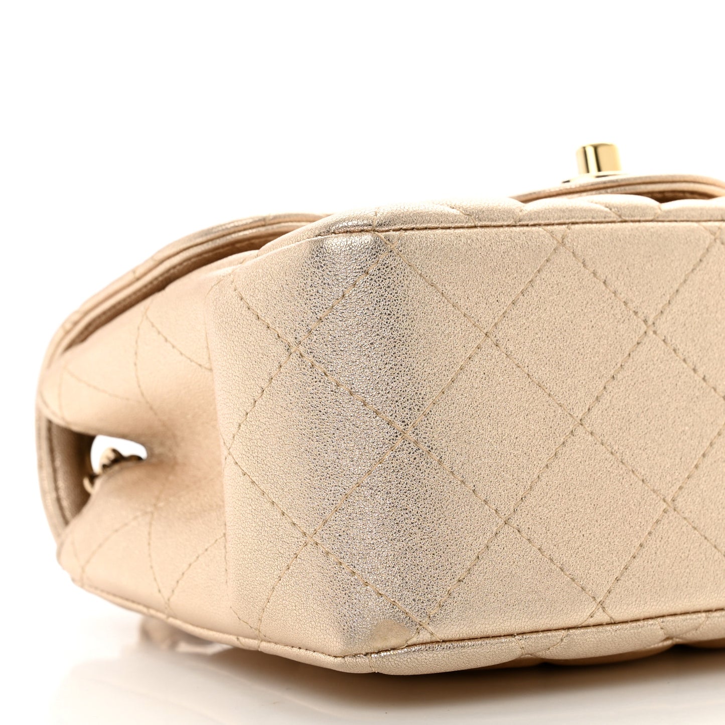 Metallic Lambskin Quilted Mini Square Flap Gold