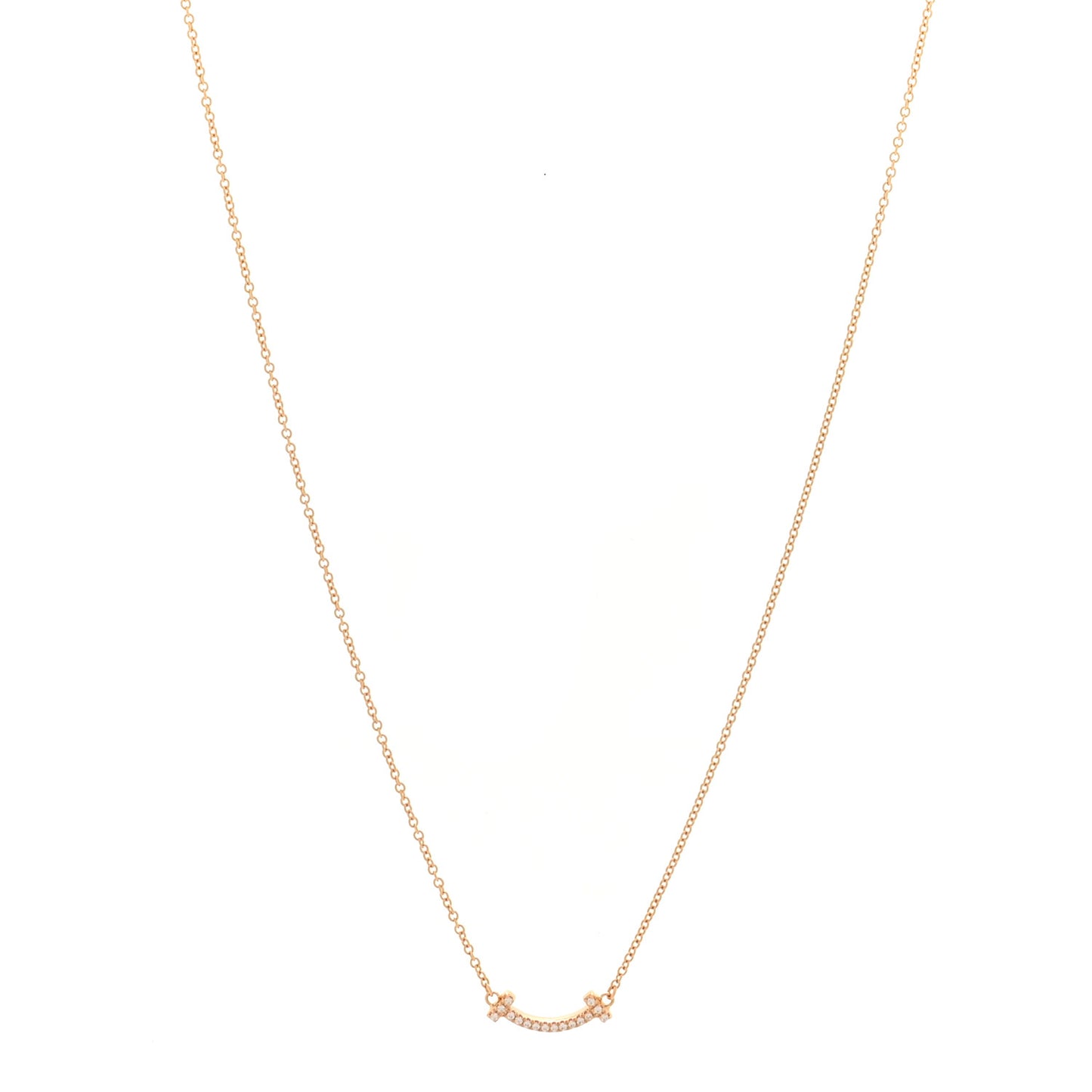 18K Rose Gold Diamond Mini T Smile Pendant Necklace