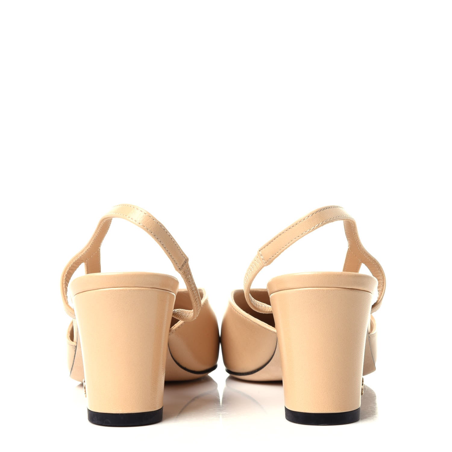 Chanel Goatskin Grosgrain Cap Toe CC Slingback Pumps 35.5 Beige Black 6 of 11