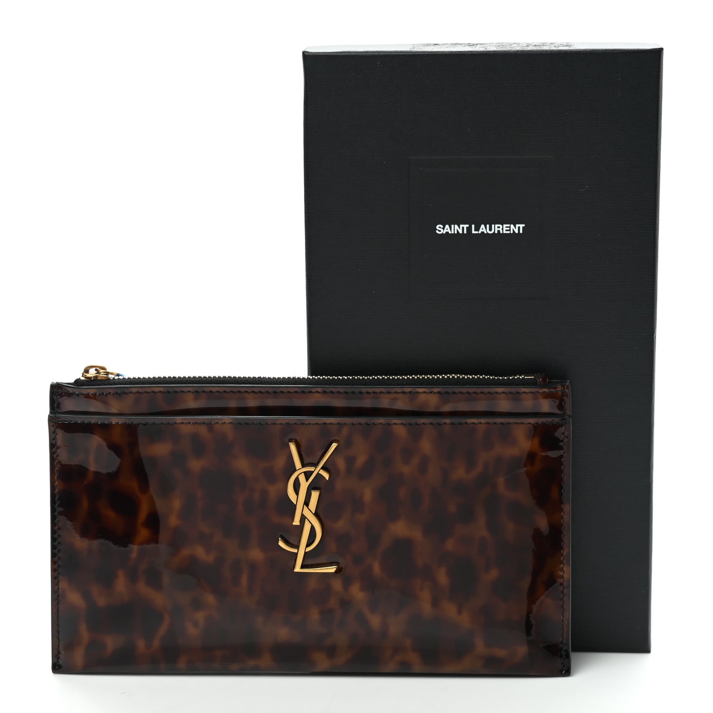 Patent Tartarugato Monogram Bill Pouch Tortoise Brown